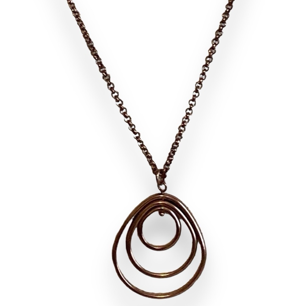 Dangly Teardrop Necklace Geometric Rose Gold Tone 16” - Picture 1 of 6